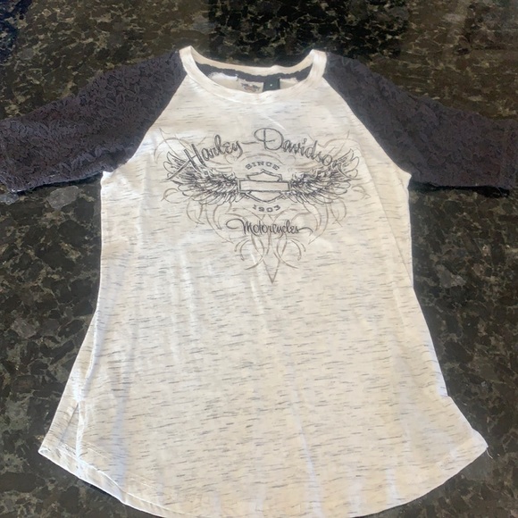 Harley Davidson Lace Shoulder Tee